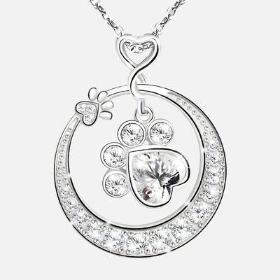 Seaton™ Silver Paw Necklace adorned with Zirconia
