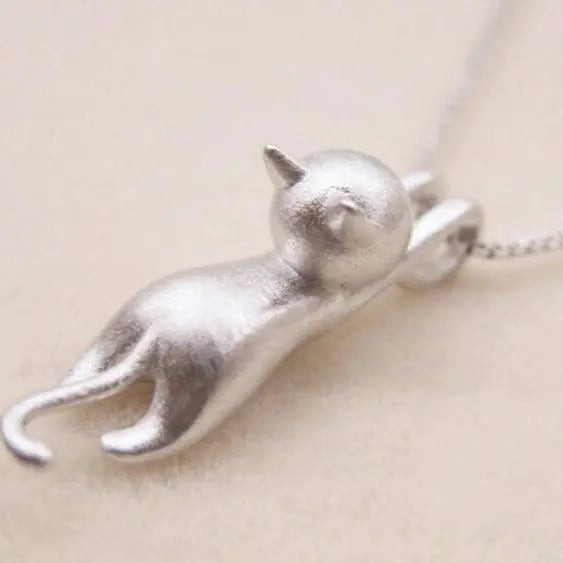 Playful Kitty Necklace in 925 Sterling Silver