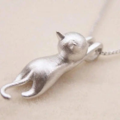 Playful Kitty Necklace in 925 Sterling Silver
