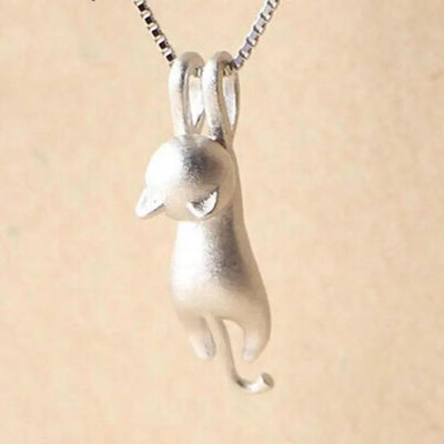 Playful Kitty Necklace in 925 Sterling Silver