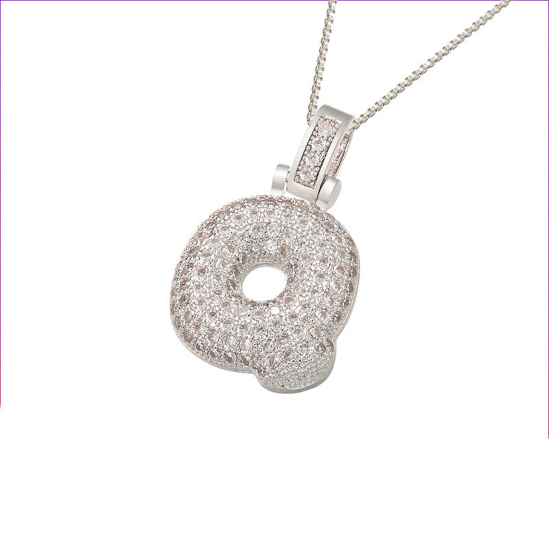 Initial Pave Bubble Necklace in 18k Gold