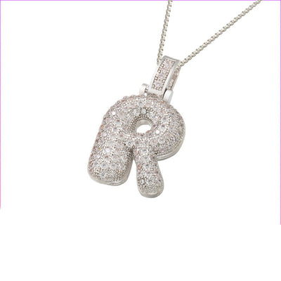Initial Pave Bubble Necklace in 18k Gold