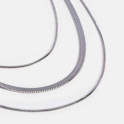 Silver Multi-Layered Chain Necklace