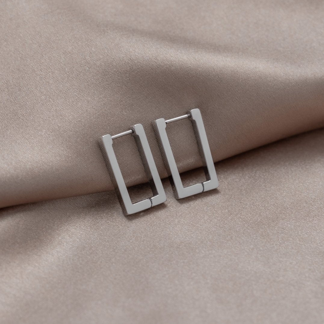 Silver Rectangular Earrings