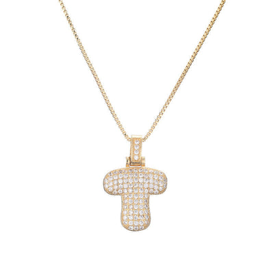 Initial Pave Bubble Necklace in 18k Gold