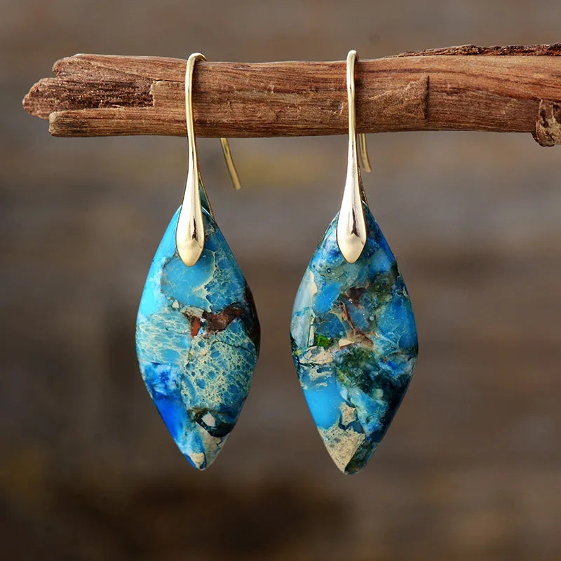 Teardrop Earrings Made with Natural Stone