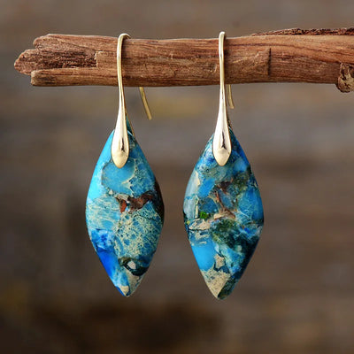Teardrop Earrings Made with Natural Stone