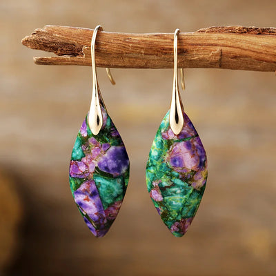 Teardrop Earrings Made with Natural Stone