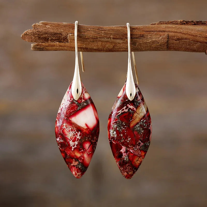 Teardrop Earrings Made with Natural Stone