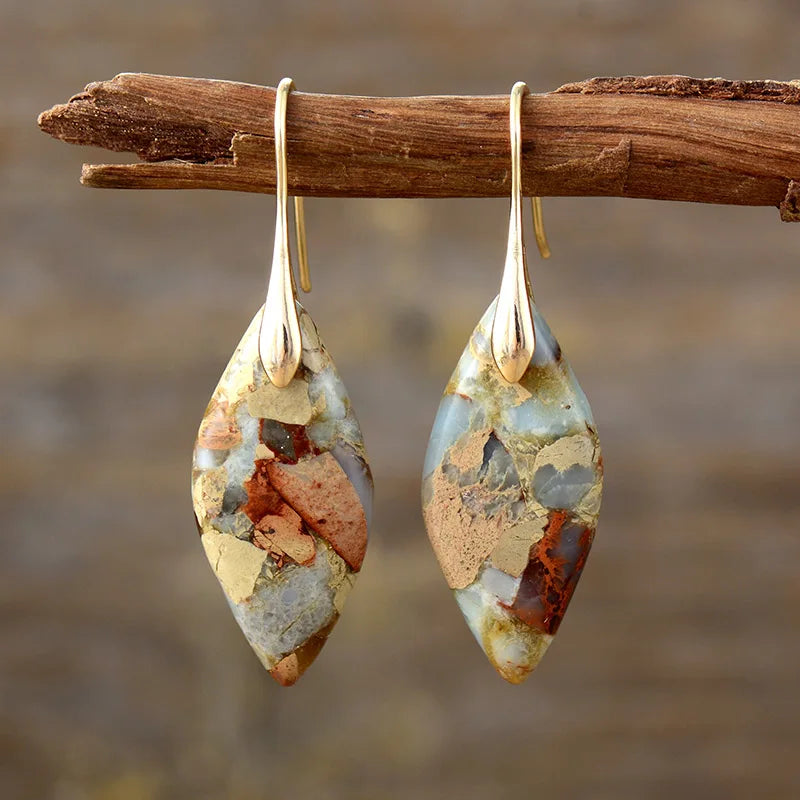 Teardrop Earrings Made with Natural Stone