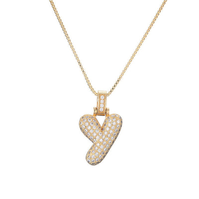 Initial Pave Bubble Necklace in 18k Gold