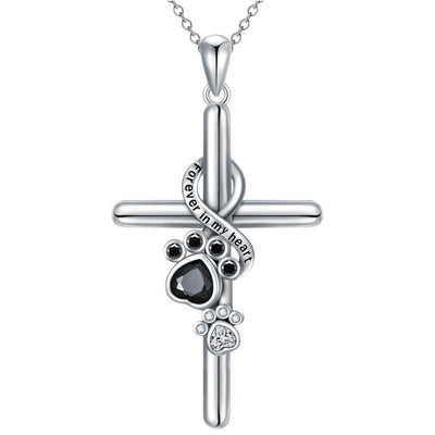 Matilda | Sterling Silver 925 Paw and Cross Pendant Necklace